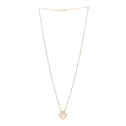 Van Cleef & Arpels 18K Yellow Gold Mother of Pearl Vintage Alhambra Pendant Necklace 3 of 6