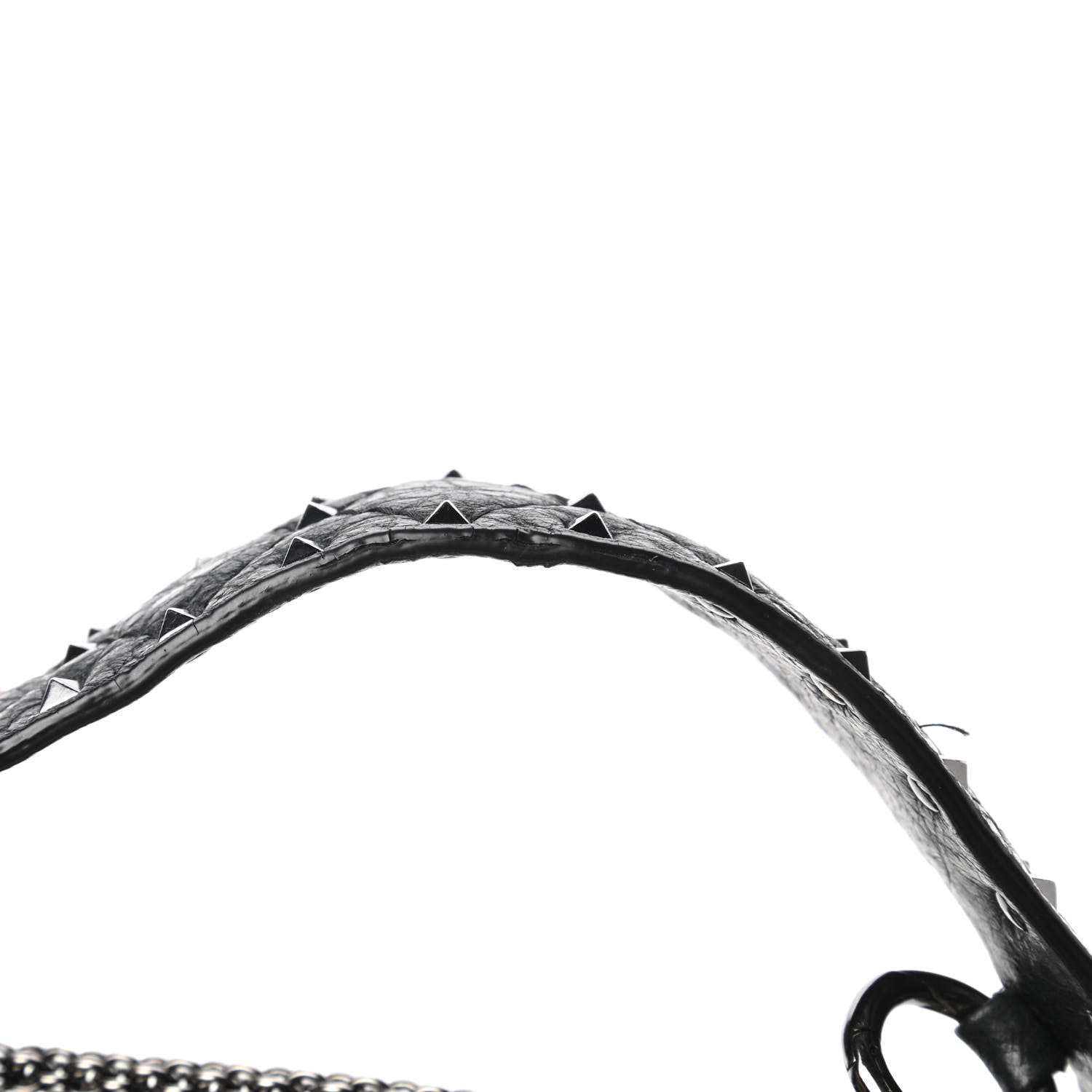 Valentino Garavani Craquele Nappa Medium Rockstud Spike Shoulder Bag Black 10 of 10