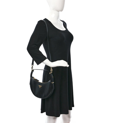 Prada Soft Calfskin Arque Shoulder Bag Black 2 of 12