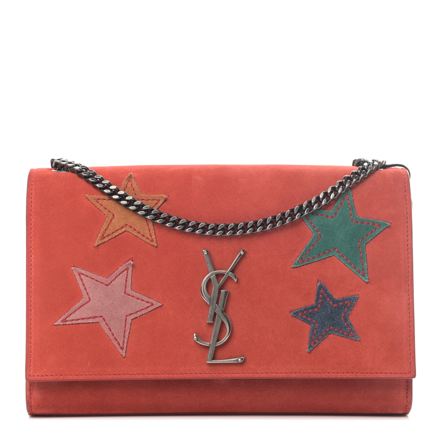 Saint Laurent Suede Star Medium Classic Monogram Kate Satchel Red 1 of 6