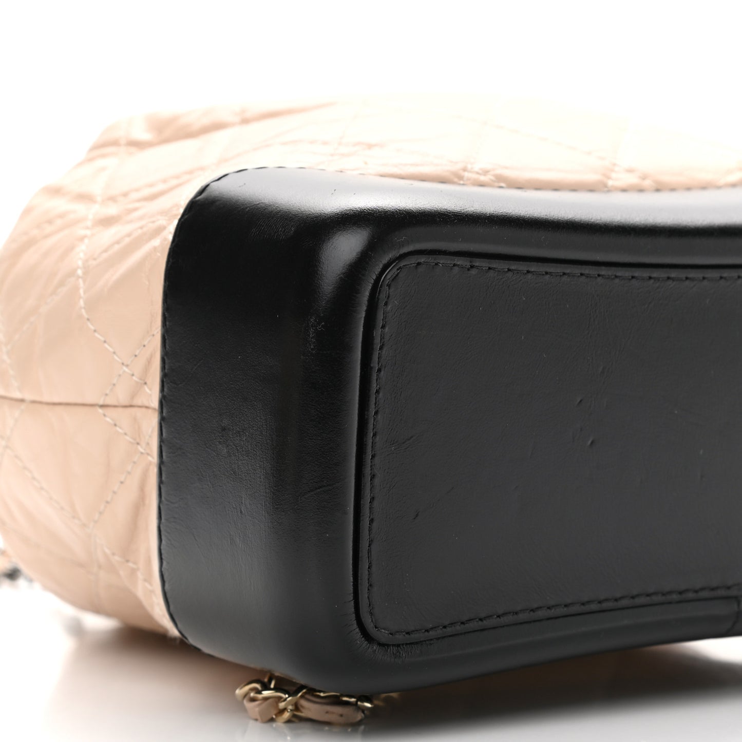 Aged Calfskin Quilted Small Gabrielle Backpack Beige Black