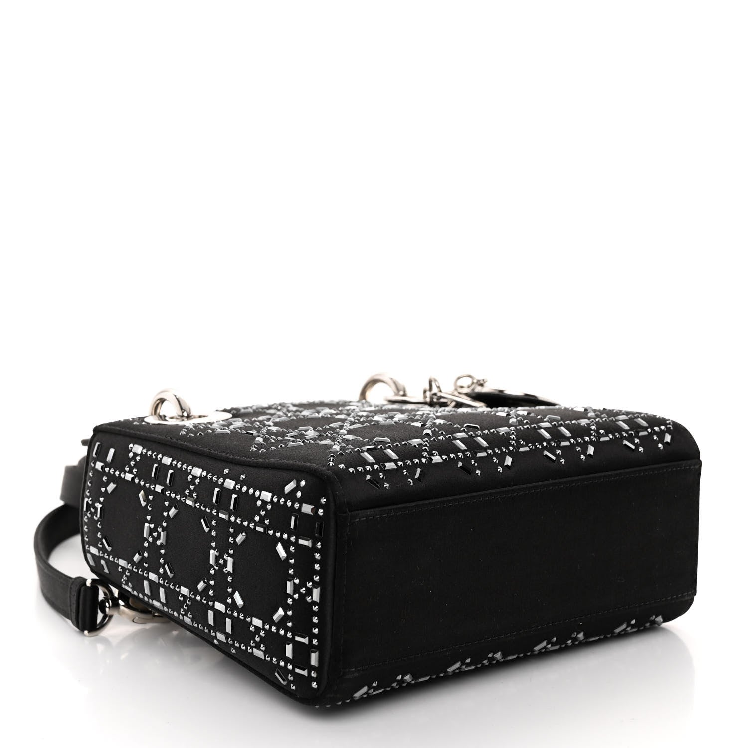 Christian Dior Satin Crystal Cannage Mini Lady Dior Black 4 of 9