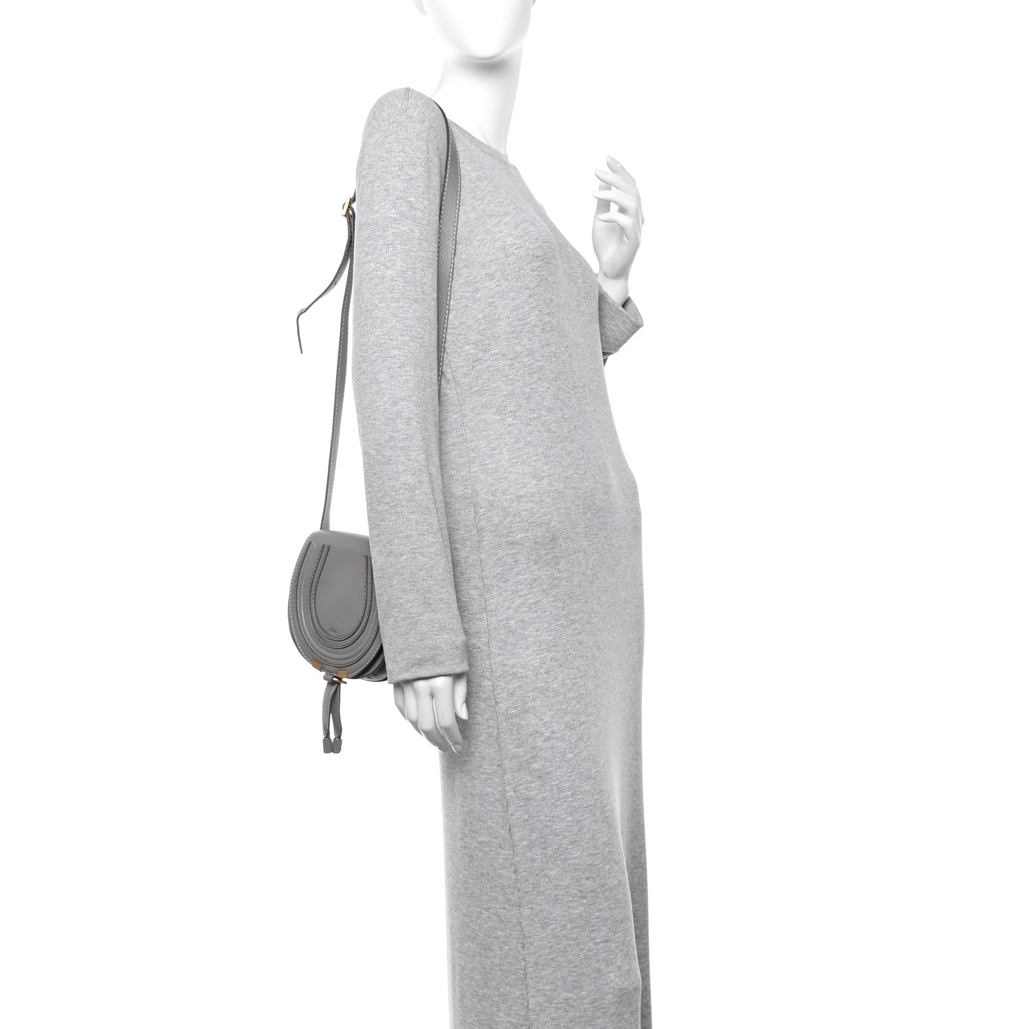 Chloe Grained Calfskin Small Marcie Saddle Bag Cashmere Grey 2 of 11