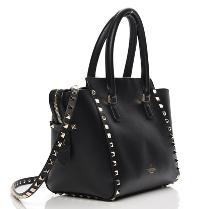 Valentino Garavani Vitello Small Rockstud Double Handle Tote Black 4 of 7