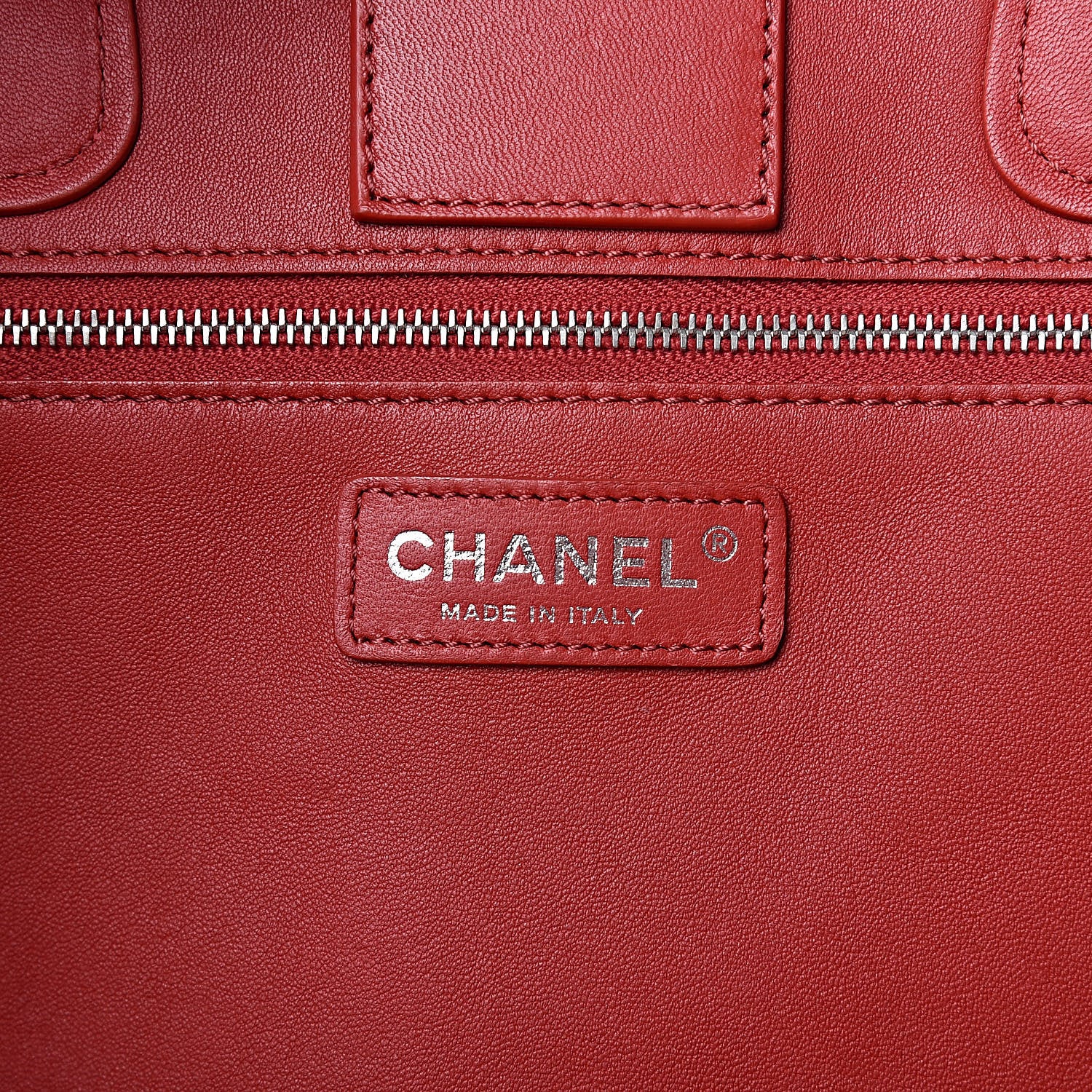 Chanel Lambskin Stitched Large Shopping Tote Red 6 of 19