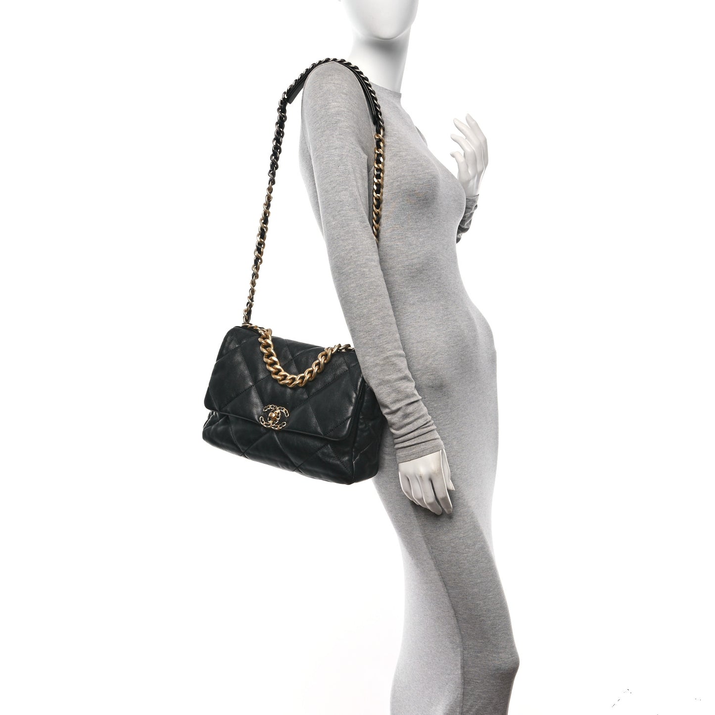 Goatskin Quilted Large Chanel 19 Flap Black