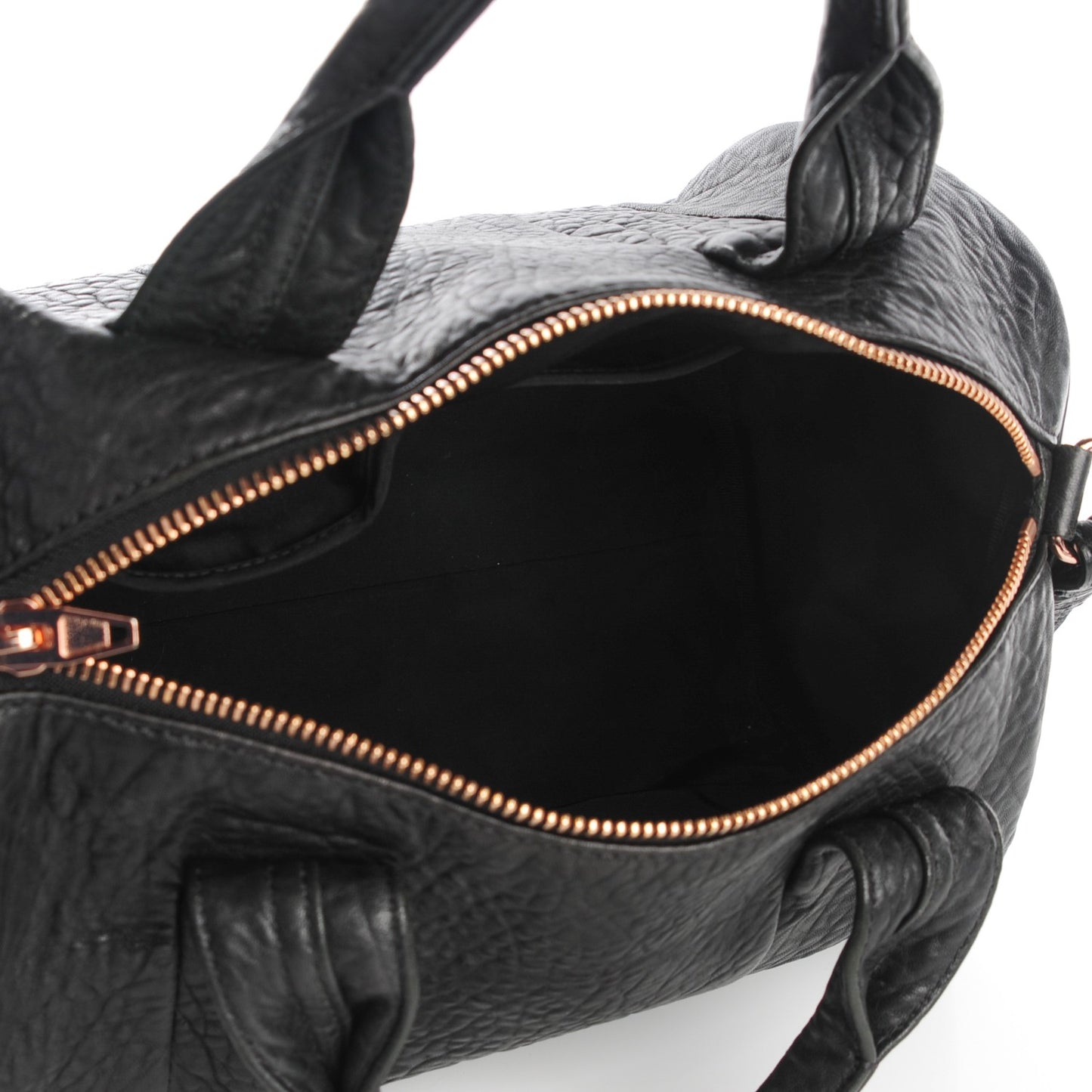 Pebbled Lambskin Rocco Black Rose Gold Hardware