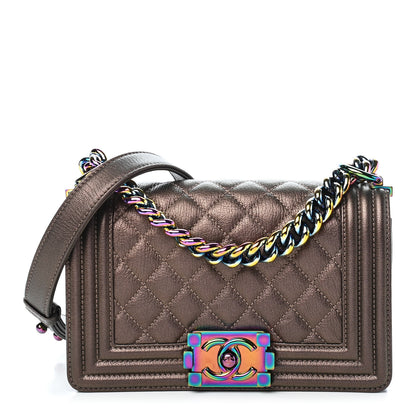 Chanel Iridescent Goatskin Quilted Small Boy Flap Brown 1 of 16