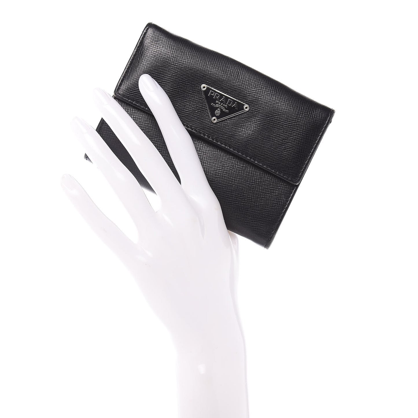 Saffiano Tri-Fold Compact Wallet Black