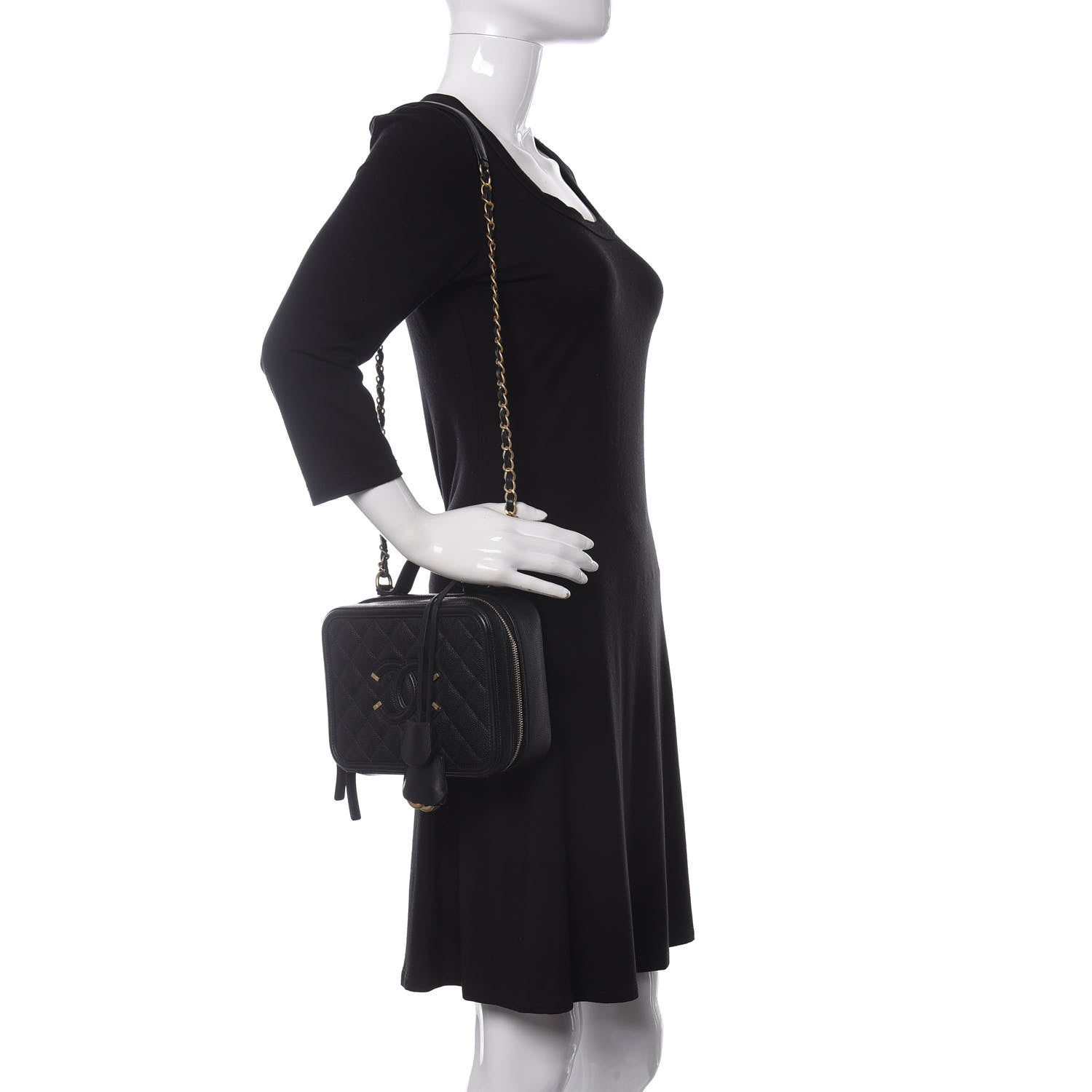 Chanel Caviar Quilted Medium CC Filigree Vanity Case Black 2 of 9