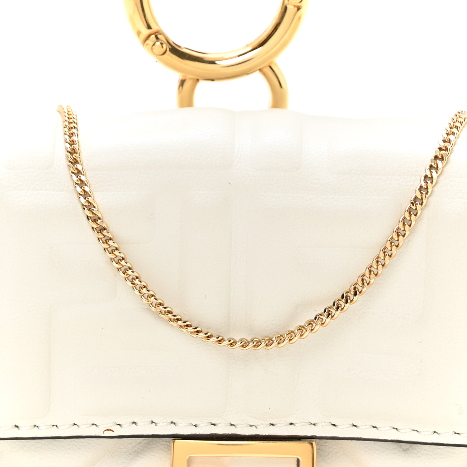 Fendi Nappa Matisse FF Embossed Nano Baguette Charm White 7 of 9