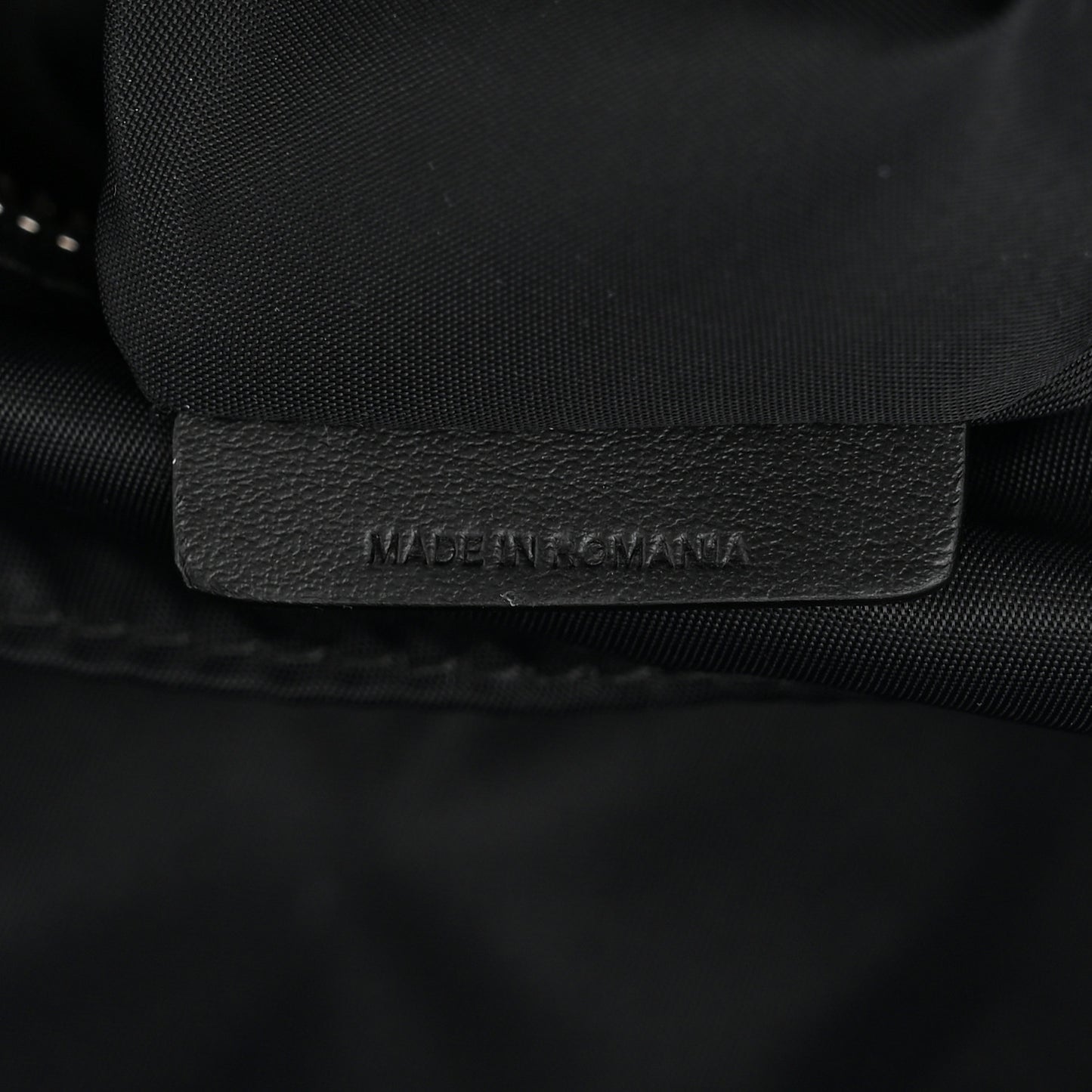 Calfskin Logo Embossed Backpack Charcoal Grey