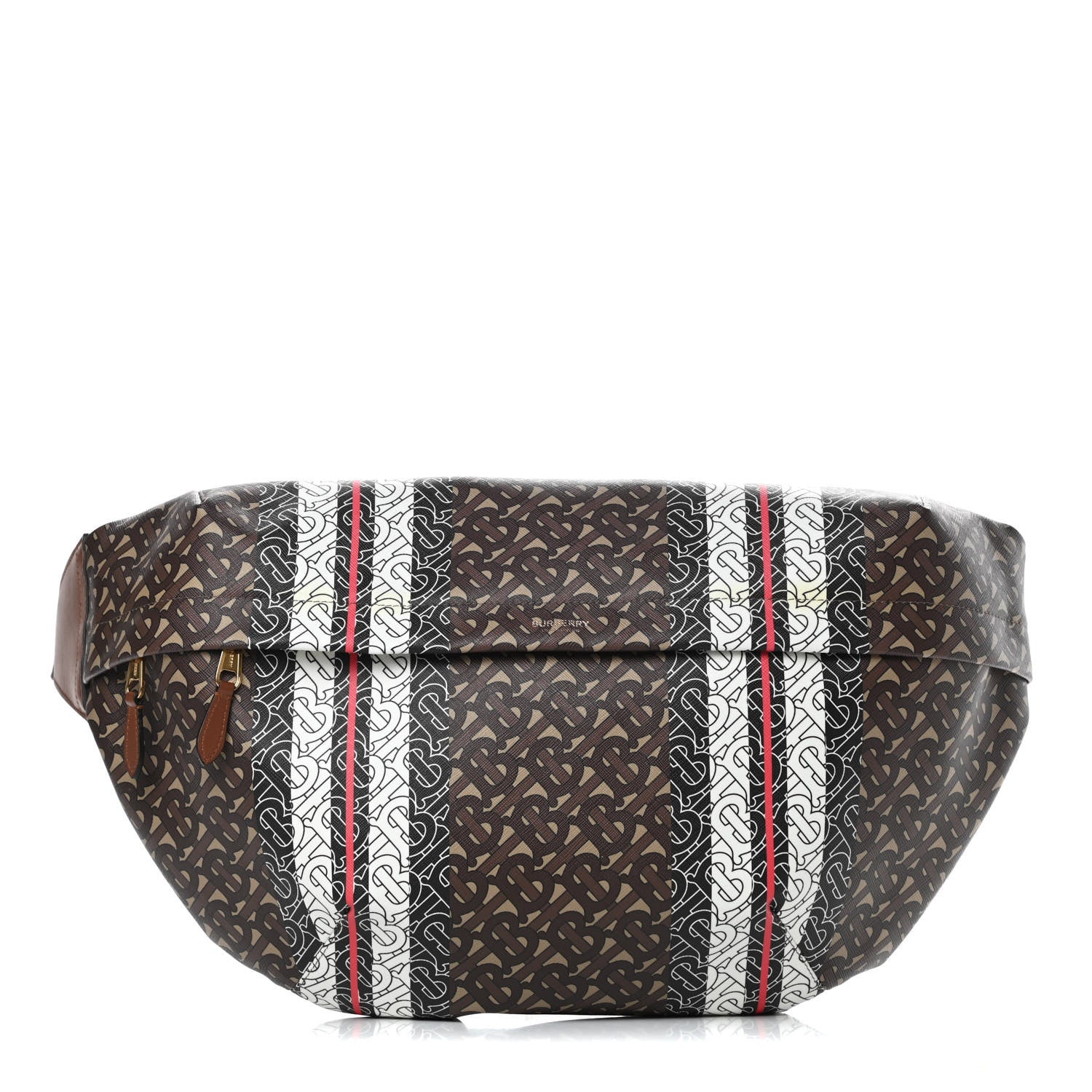 Burberry E-Canvas Monogram Stripe XL Sonny Bum Bag Bridle Brown 1 of 15
