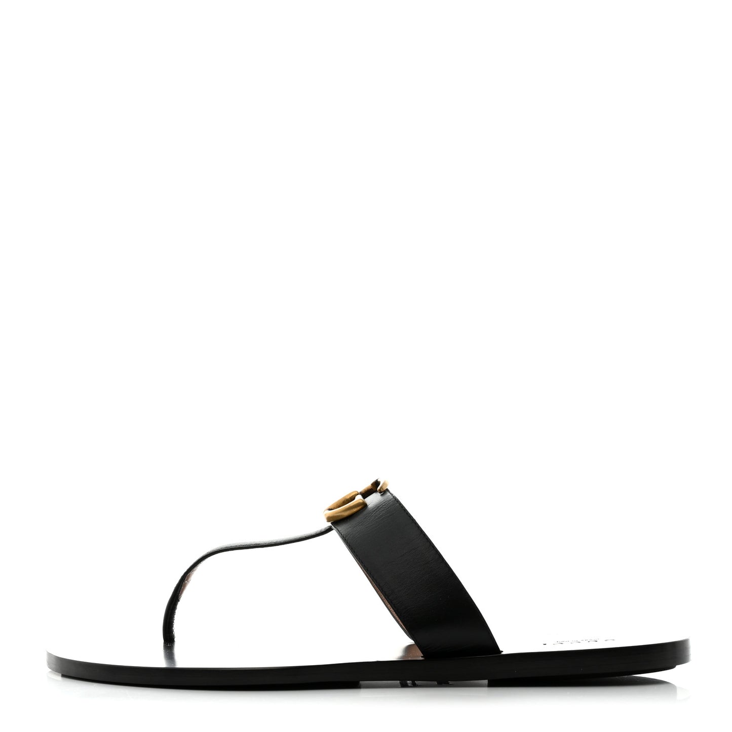 Calfskin GG Marmont Thong Sandals 40.5 Black