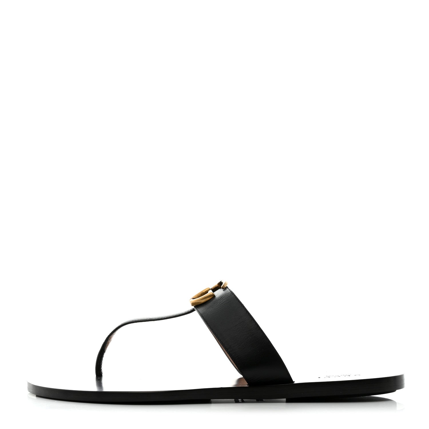 Gucci Calfskin GG Marmont Thong Sandals 40.5 Black 1 of 8