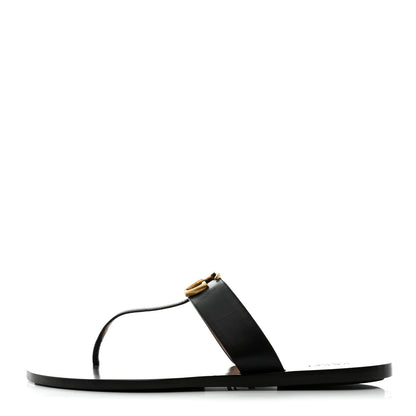 Gucci Calfskin GG Marmont Thong Sandals 40.5 Black 1 of 8