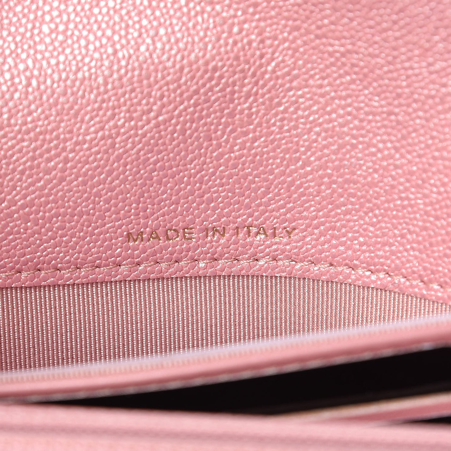 Iridescent Caviar Quilted Medium Flap Wallet Rose Pink