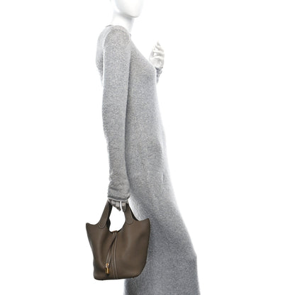 Hermes Taurillon Clemence Picotin Lock 22 MM Etoupe 2 of 10