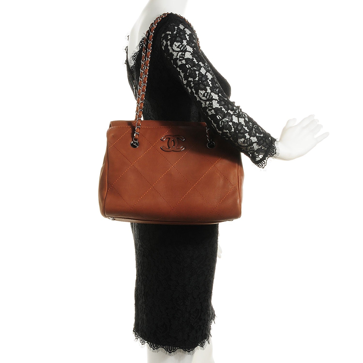 Chanel Washed Calfskin Large Hamptons Shopping Tote Brown 2 of 8