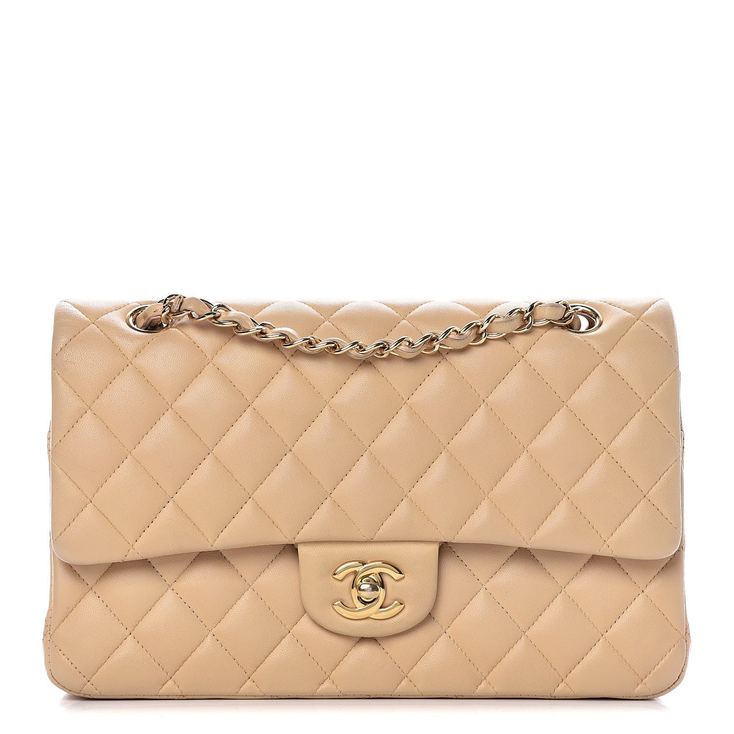 Chanel Lambskin Quilted Medium Double Flap Beige 1 of 12