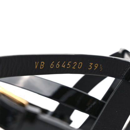Saint Laurent Patent Calfskin Cassandra Monogram Sandals 39.5 Black 8 of 9