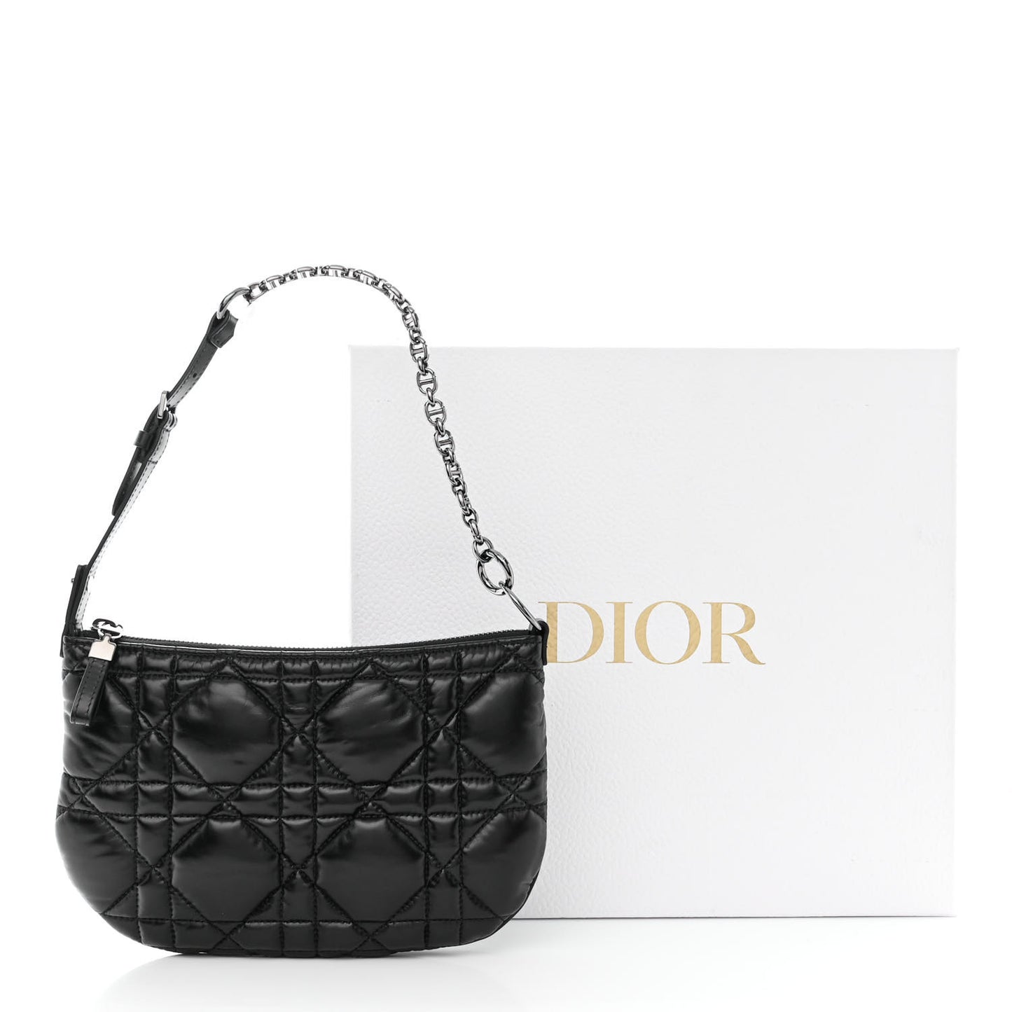 Calfskin Macrocannage Mini Dior Caro Tulip Bag Black