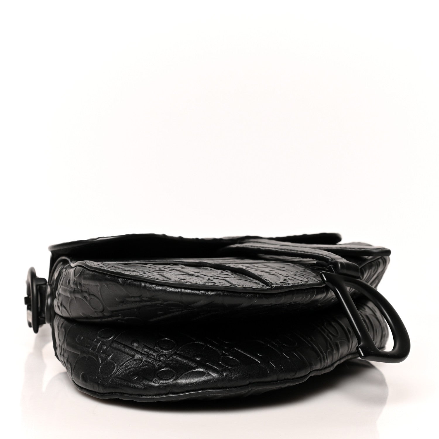 Christian Dior Calfskin Embossed Oblique Saddle Bag Black 4 of 13