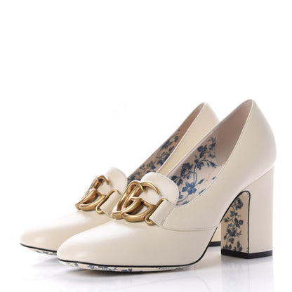Gucci Malaga Kid GG Victoire 95mm Loafer Pumps 39.5 Vintage White 3 of 12