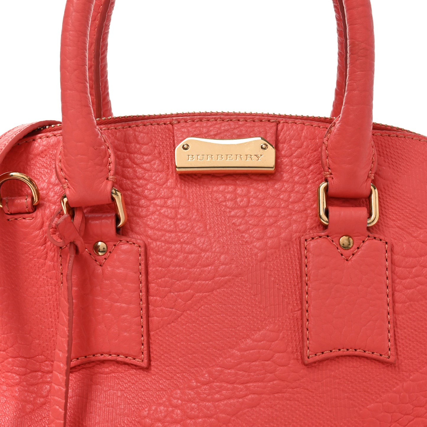 Heritage Grain Check Embossed Small Orchard Bowling Bag Pink