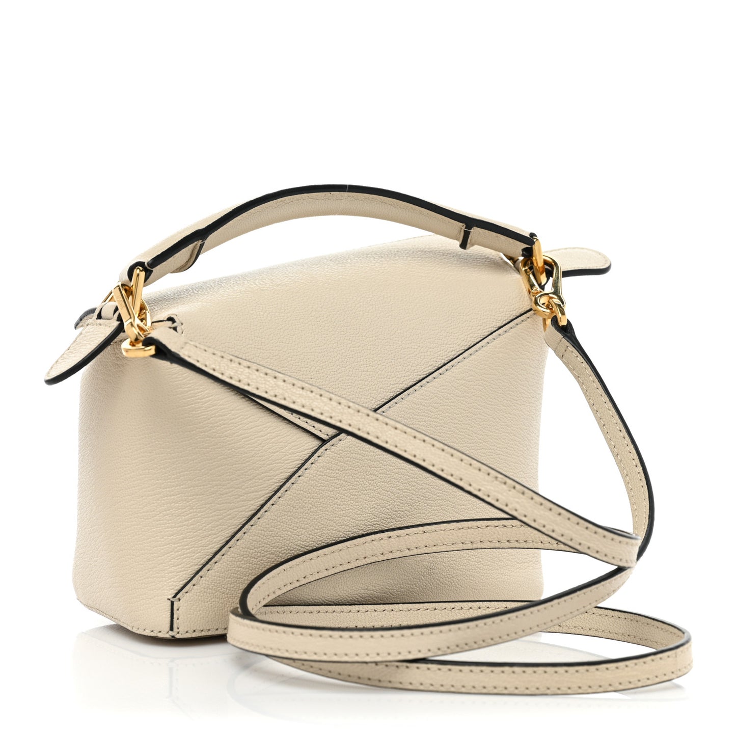 Goatskin Mini Puzzle Edge Bag Angora