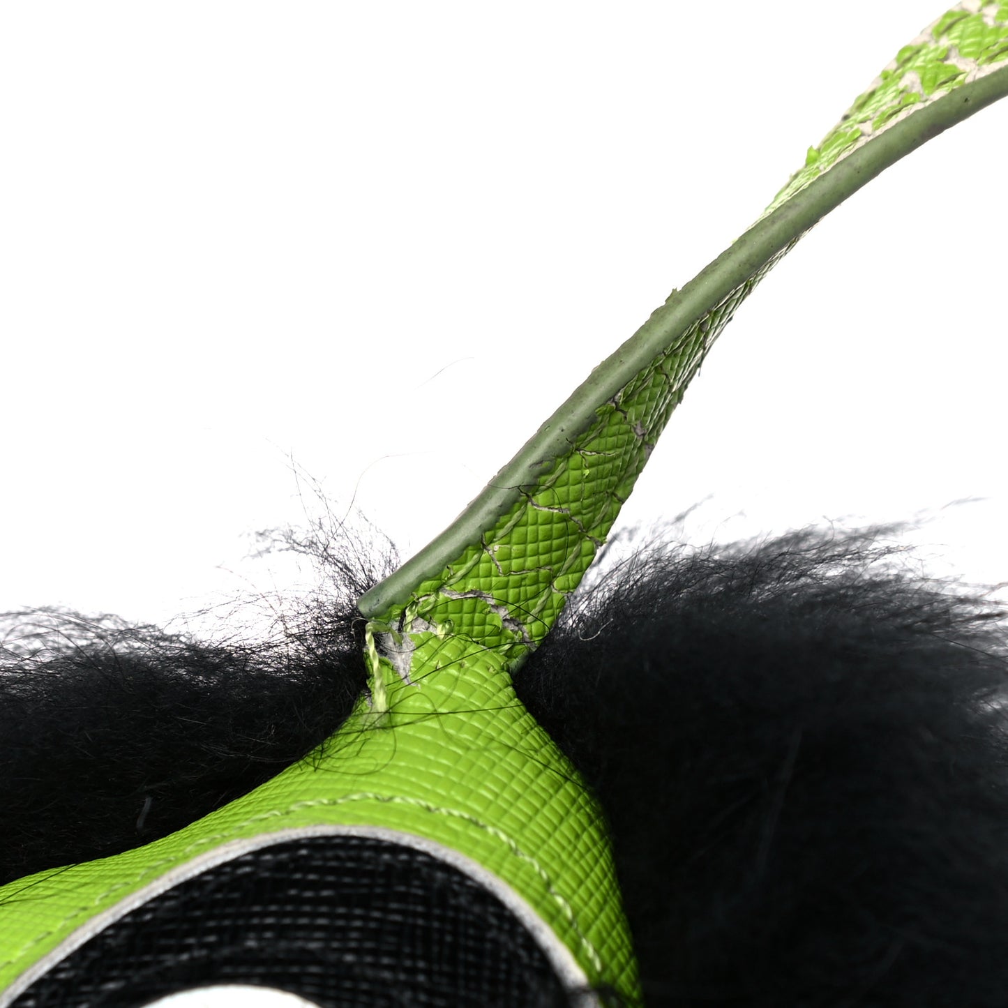 Vitello Elite Fox Fur Monster Bag Bug Charm Green Black