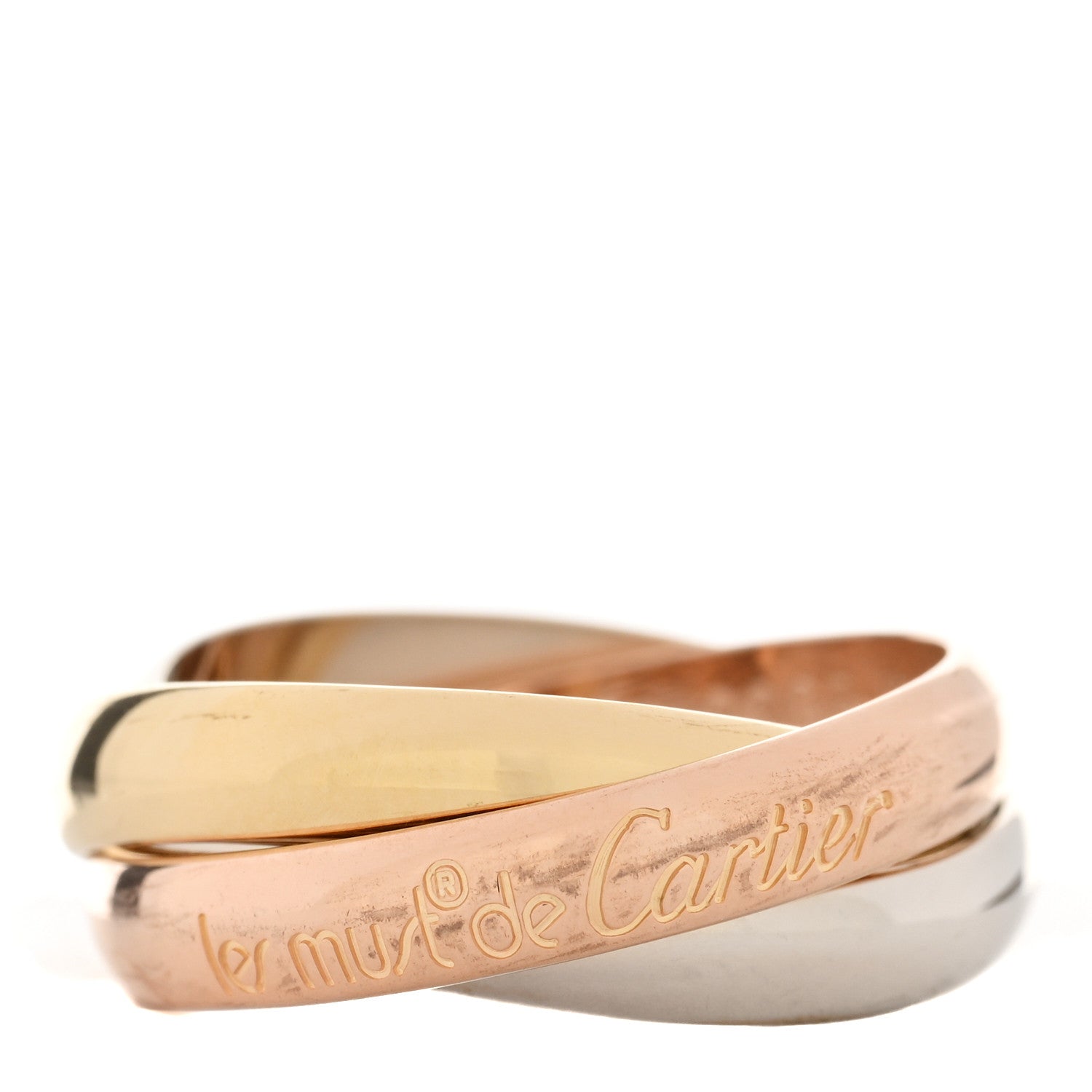 Cartier 18K Pink Yellow White Gold Classic Les Must De Cartier Trinity Ring 52 6 1 of 4