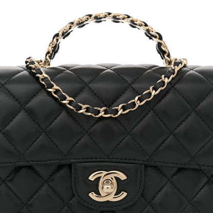 Chanel Lambskin Quilted Mini Crystal Top Handle Rectangular Flap Black 8 of 11