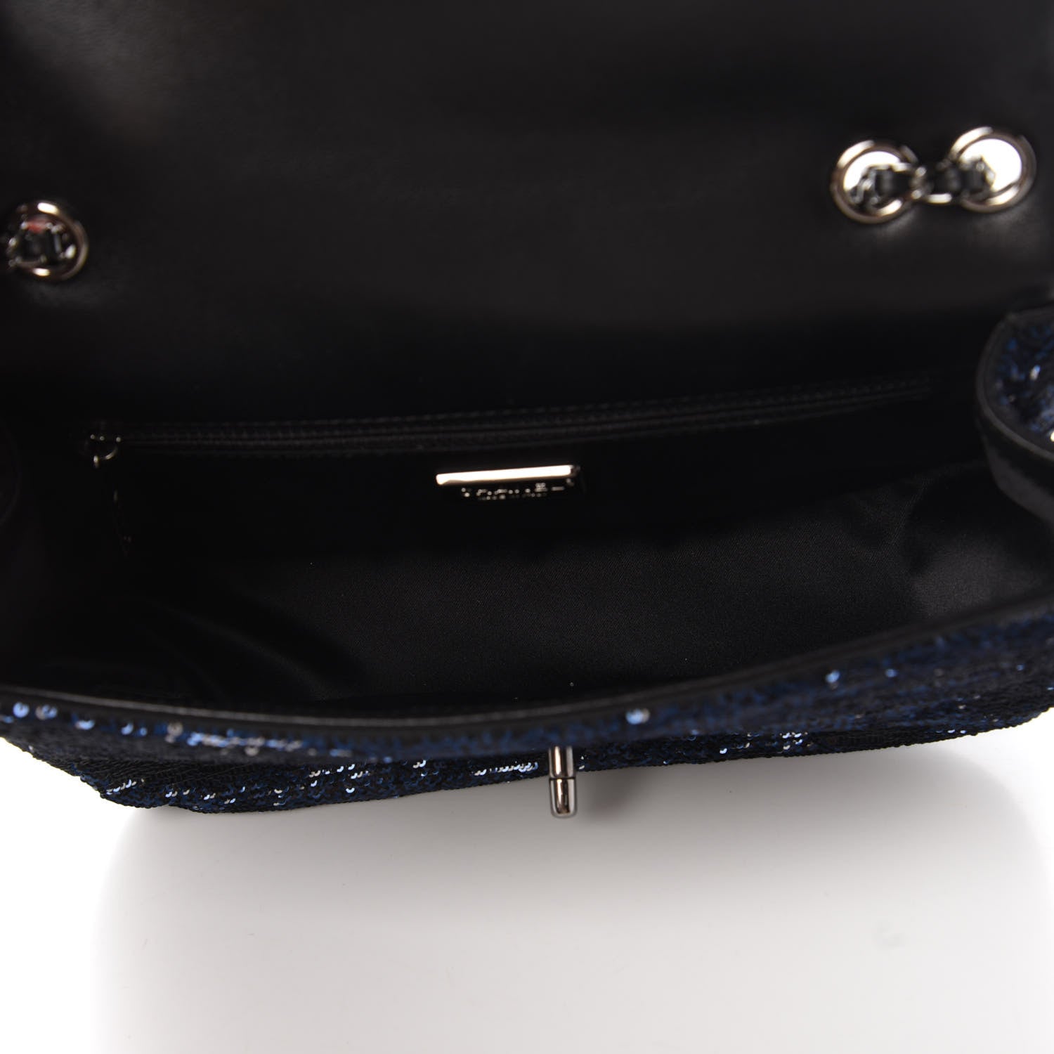 Chanel Sequin Small Single Flap Blue Black 5 of 10