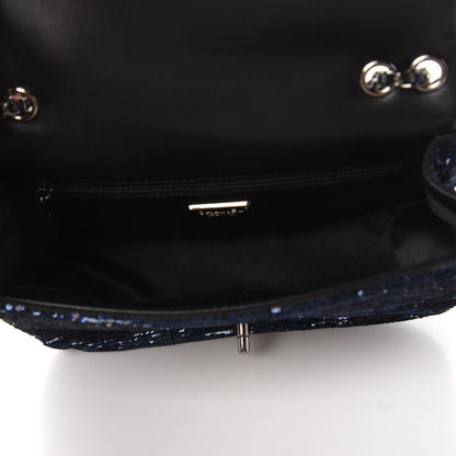 Chanel Sequin Small Single Flap Blue Black 5 of 10