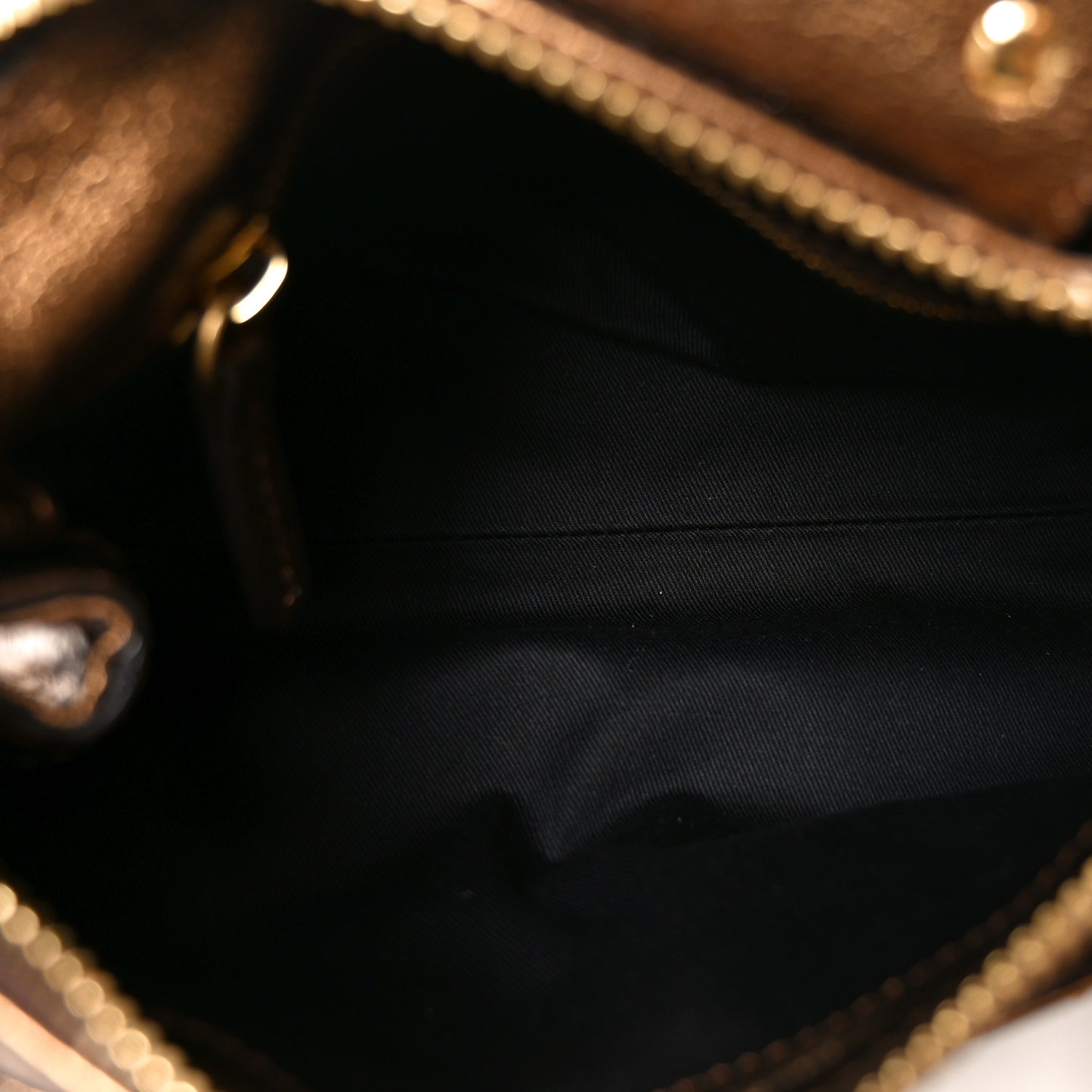 Metallic Calfskin Small Paddington Satchel Golden Brown
