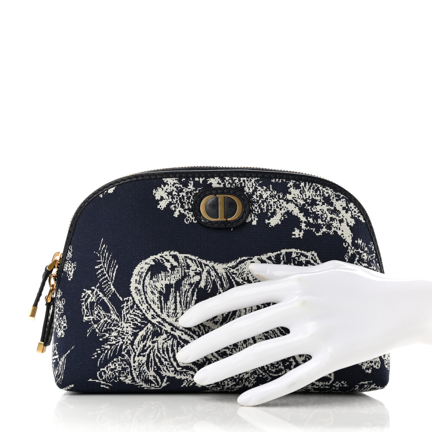 Christian Dior Embroidered Toile De Jouy 30 Montaigne Cosmetic Pouch Blue 2 of 6
