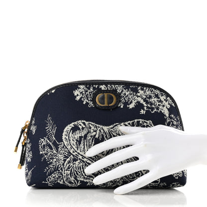 Christian Dior Embroidered Toile De Jouy 30 Montaigne Cosmetic Pouch Blue 2 of 6
