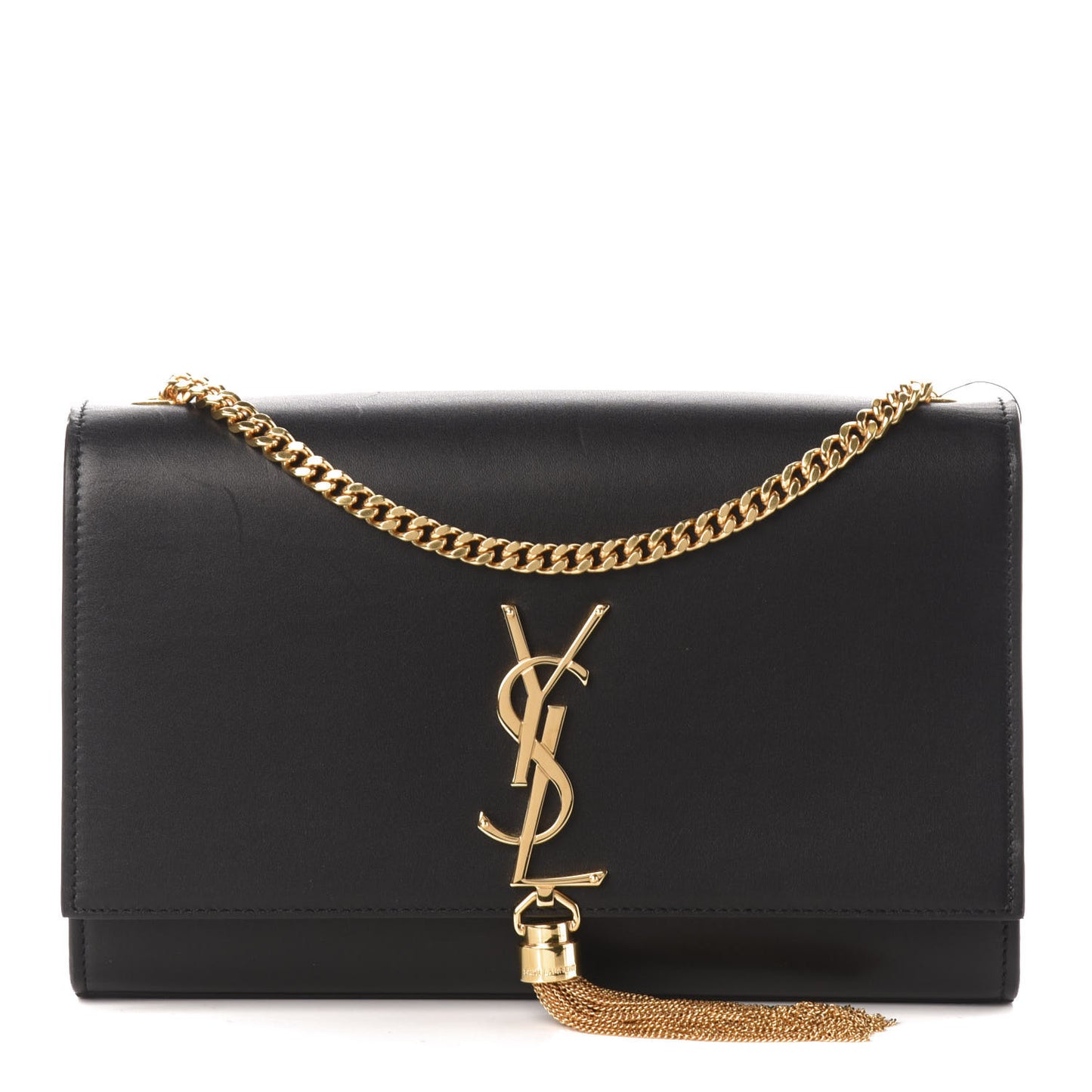 Smooth Calfskin Medium Classic Monogram Kate Tassel Satchel Black