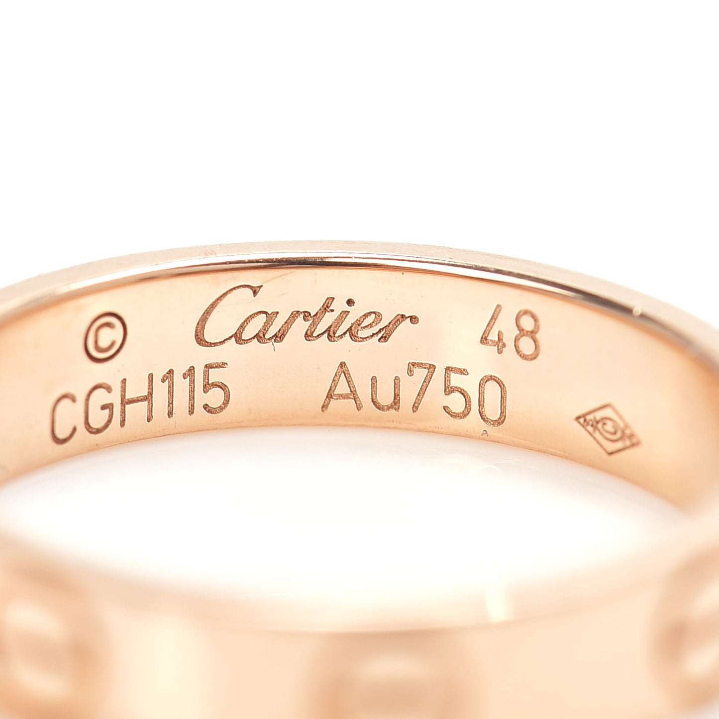 18K Pink Gold 3.5mm LOVE Wedding Band Ring 48 4.5