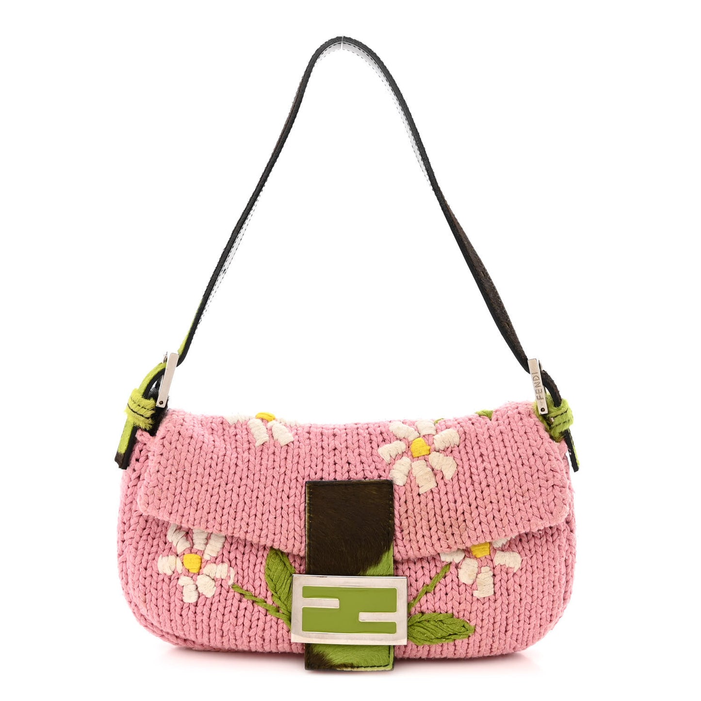 Woven Knit Floral Baguette Pink
