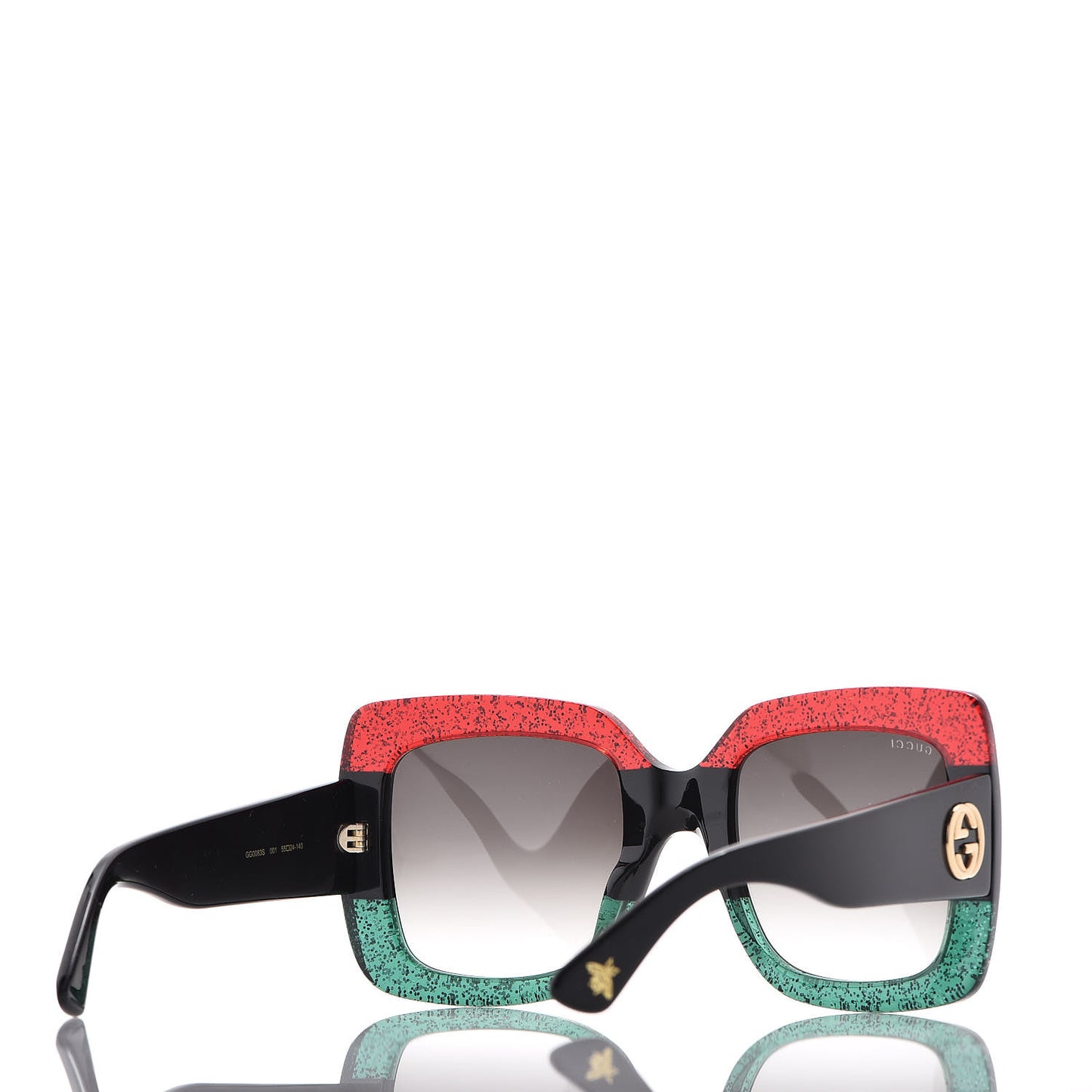 Square Frame GG0083S Sunglasses Glitter Red Black Green