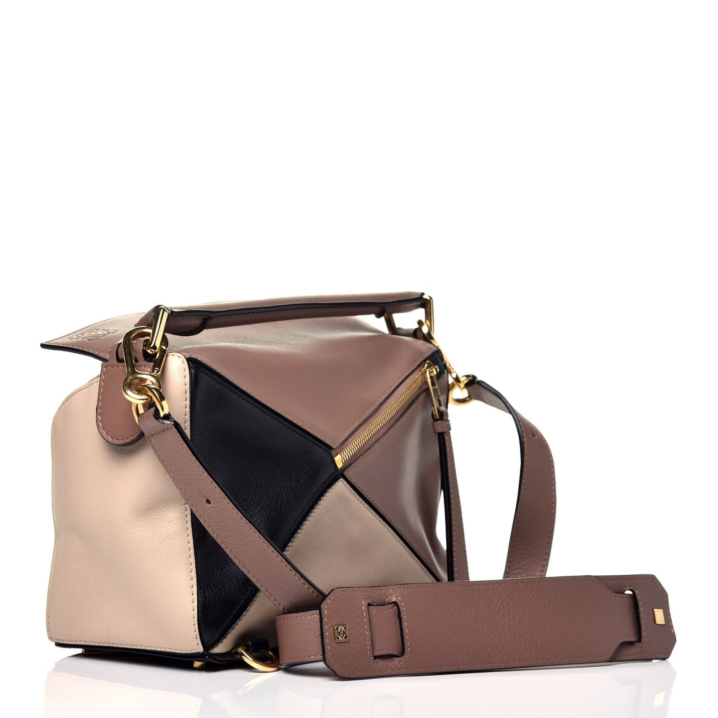 Grained Calfskin Small Puzzle Bag Sand Hazelnut Ash