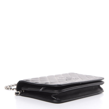 Chanel Goatskin Quilted Diamond CC Wallet On Chain WOC Black 4 of 12
