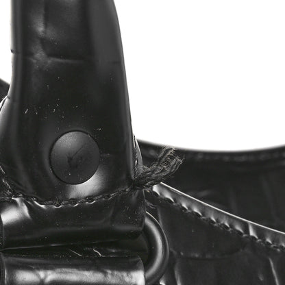 Balenciaga Semi Matte Calfskin Crocodile Embossed Neo Classic Black Hardware Large Top Handle Bag Black 10 of 10