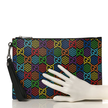 Gucci GG Supreme Monogram Psychedelic Zip Wristlet Pouch Black Multicolor 2 of 9