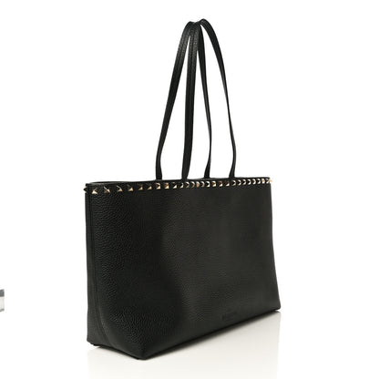 Valentino Garavani Grained Calfskin Small Rockstud Shoulder Tote Black 3 of 11