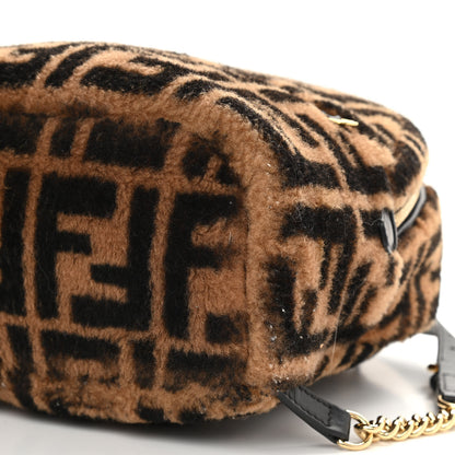 Fendi Shearling Macro FF 1974 Mini Backpack Tobacco Black 10 of 11