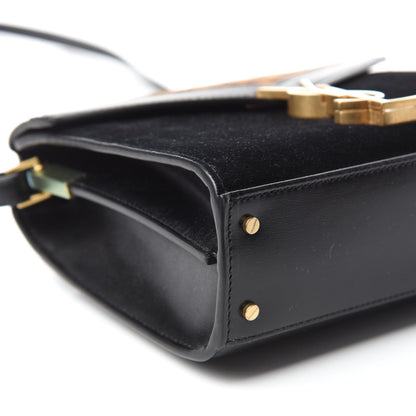 Saint Laurent Suede Leopard Print Mini Classic Monogram Cassandra Top Handle Manto Naturale Black 6 of 10