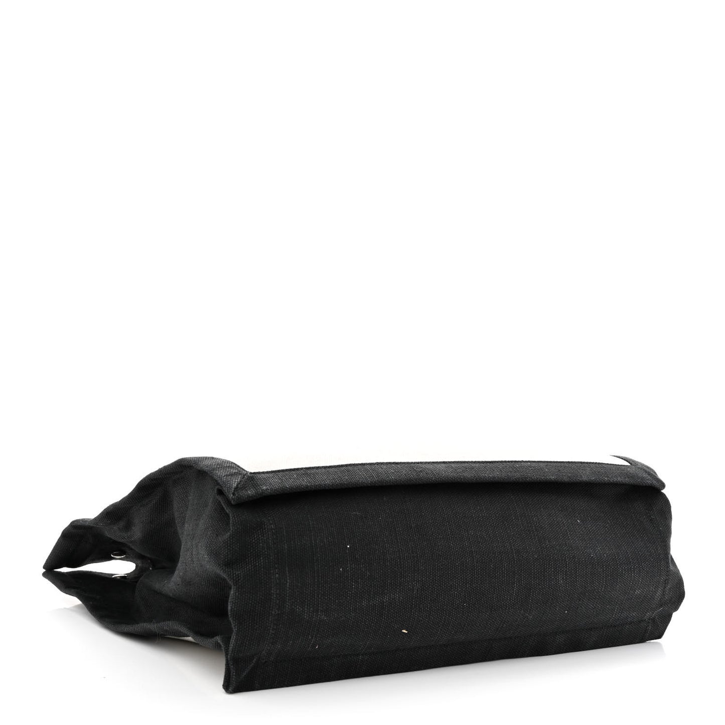 Linen Calfskin Rive Gauche North South Tote White Black